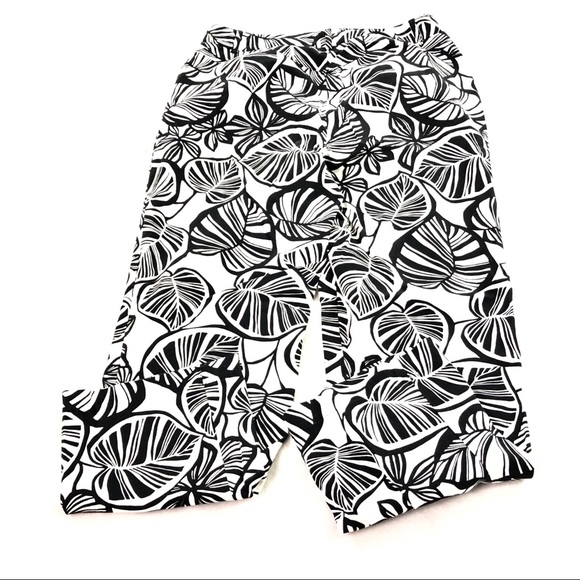 Talbots Leaf Ankle Pants Stretch Black & White 6 - Picture 2 of 7